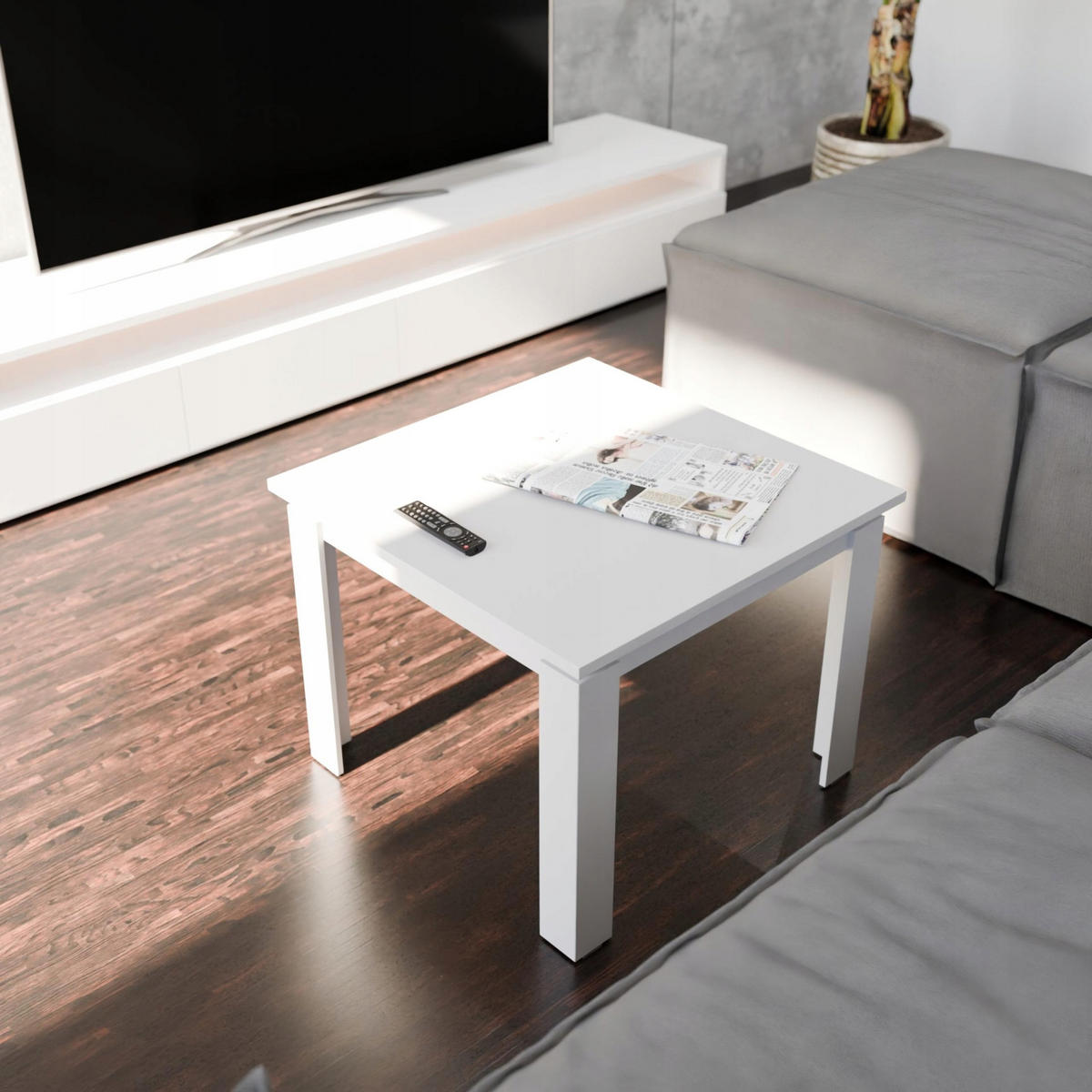 COUCHTISH CR3-STERN-55 Weiß 55/55/43 cm - Weiß, Holzwerkstoff (55/55/43cm)