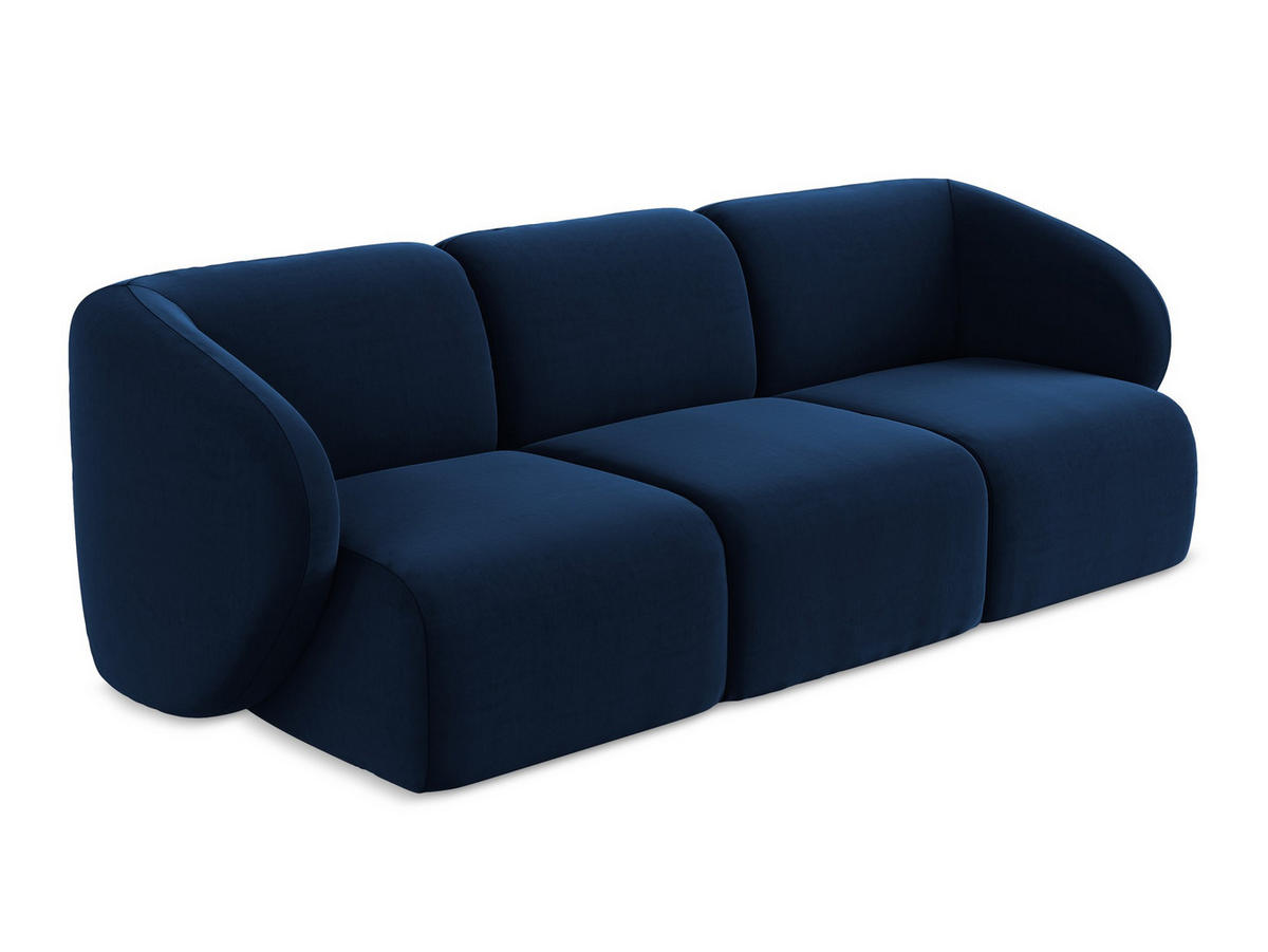3-SITZER SOFA Samt Stoff Blau - Türkis/Schwarz, Holzwerkstoff/Kunststoff (244/75/94cm) - Makamii