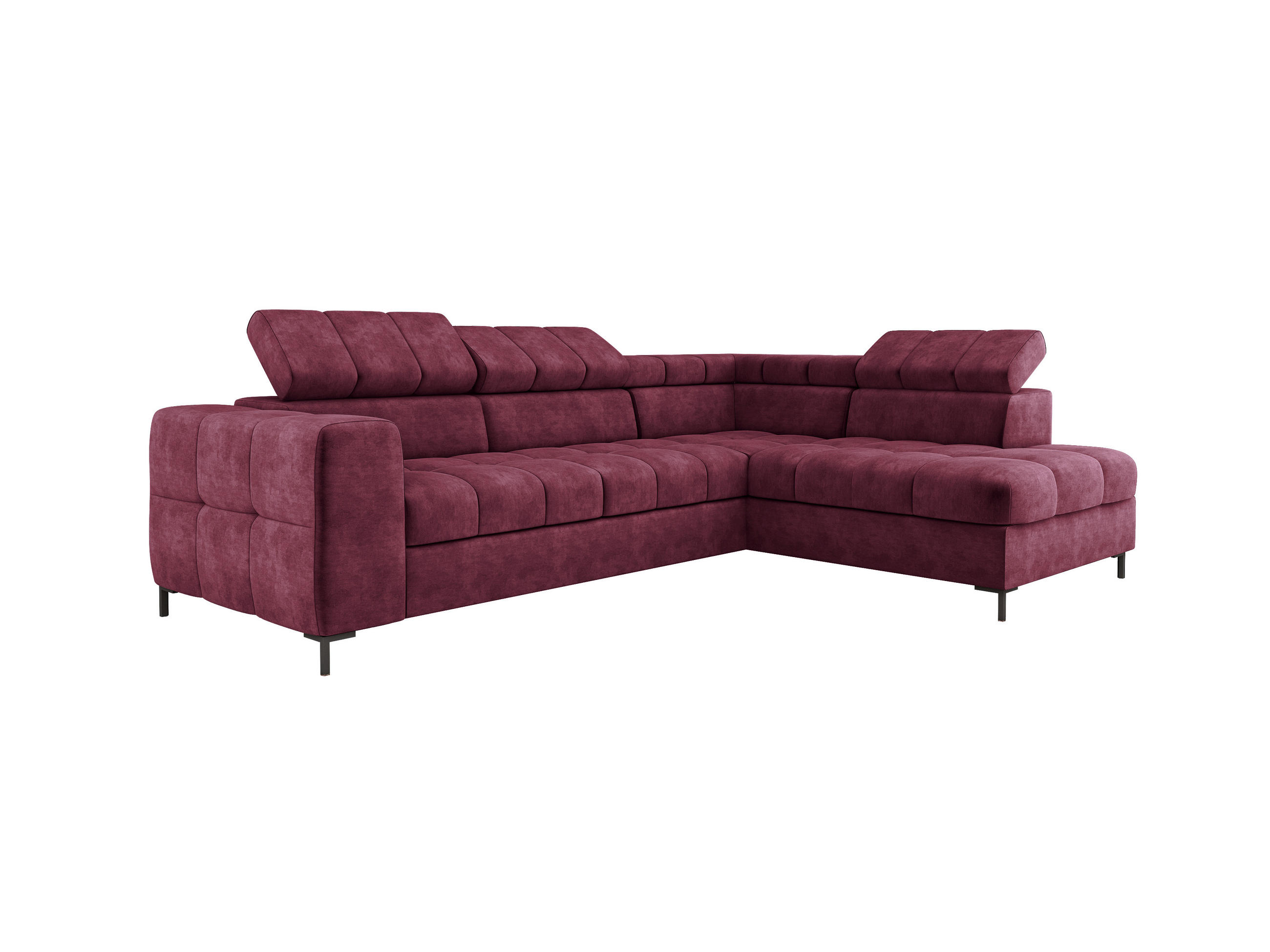 ECKSOFA PABLOS Cloud, L-förmig, Moderne, mit verstellbarem Kopfteil, Schlaf- & Lagermöglichkeiten, freistehend, RECHTS 279x201x97 cm Dark red - Dunkelrot, Holz/Textil (279/201cm) - DomoHome