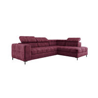 ECKSOFA PABLOS Cloud, L-förmig, Moderne, mit verstellbarem Kopfteil, Schlaf- & Lagermöglichkeiten, freistehend, RECHTS 279x201x97 cm Dark red - Dunkelrot, Holz/Textil (279/201cm) - DomoHome