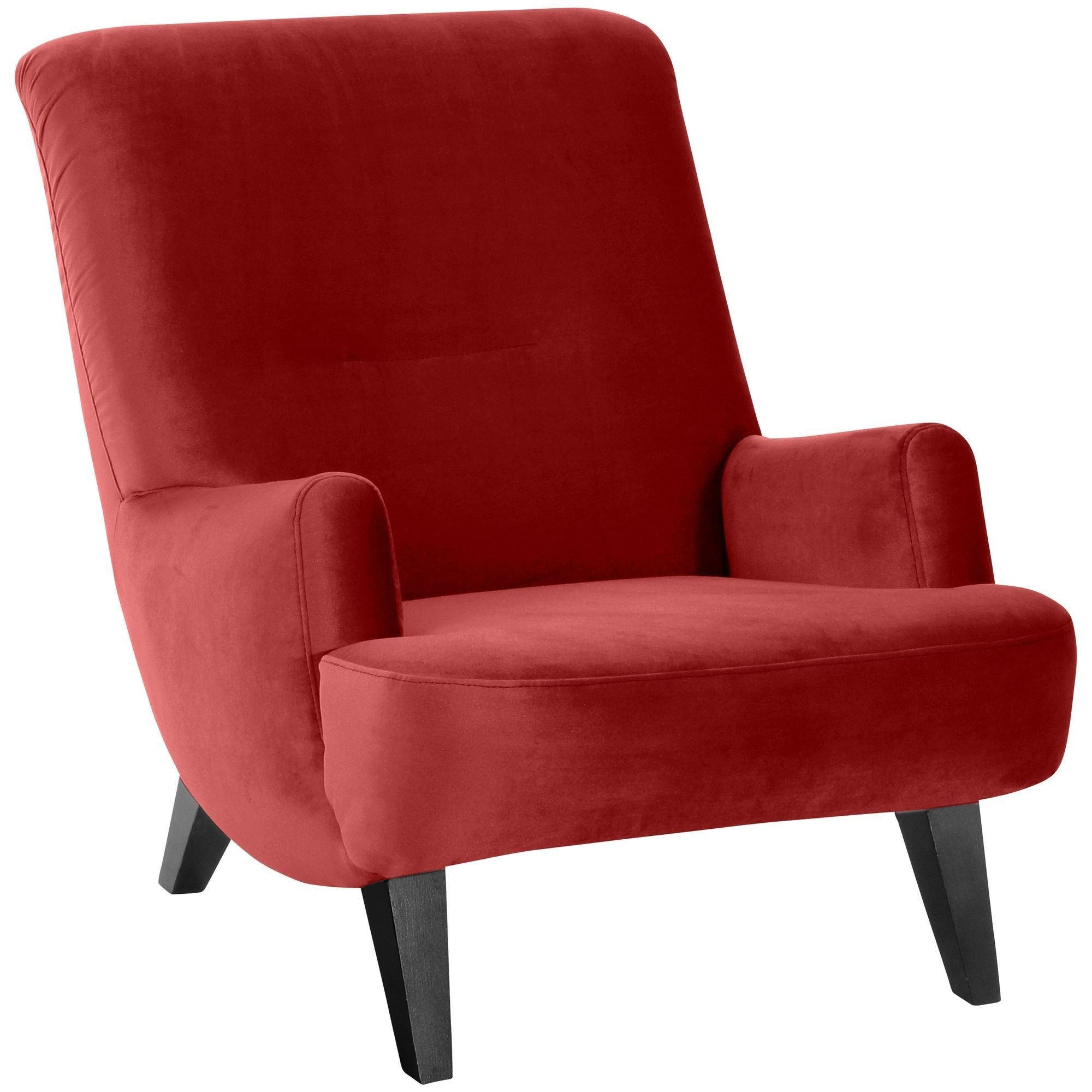 SESSEL Kajsa 71x80x101 Bezug Samtvelours Buche schwarz/ziegel - Terra cotta/Schwarz, Kunststoff (101/80/71cm) - 58aufmkessel