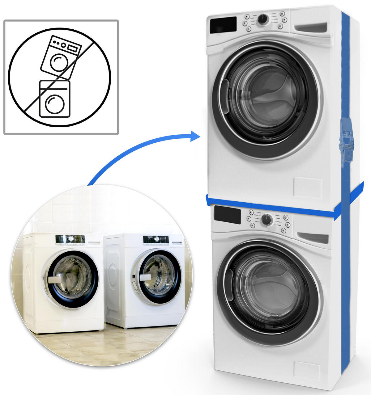 VERBINDUNGSRAHMEN für Waschmaschine/Trockner EDEO - Universal - Weiß, Metall (60/8/55cm) - DELUKE