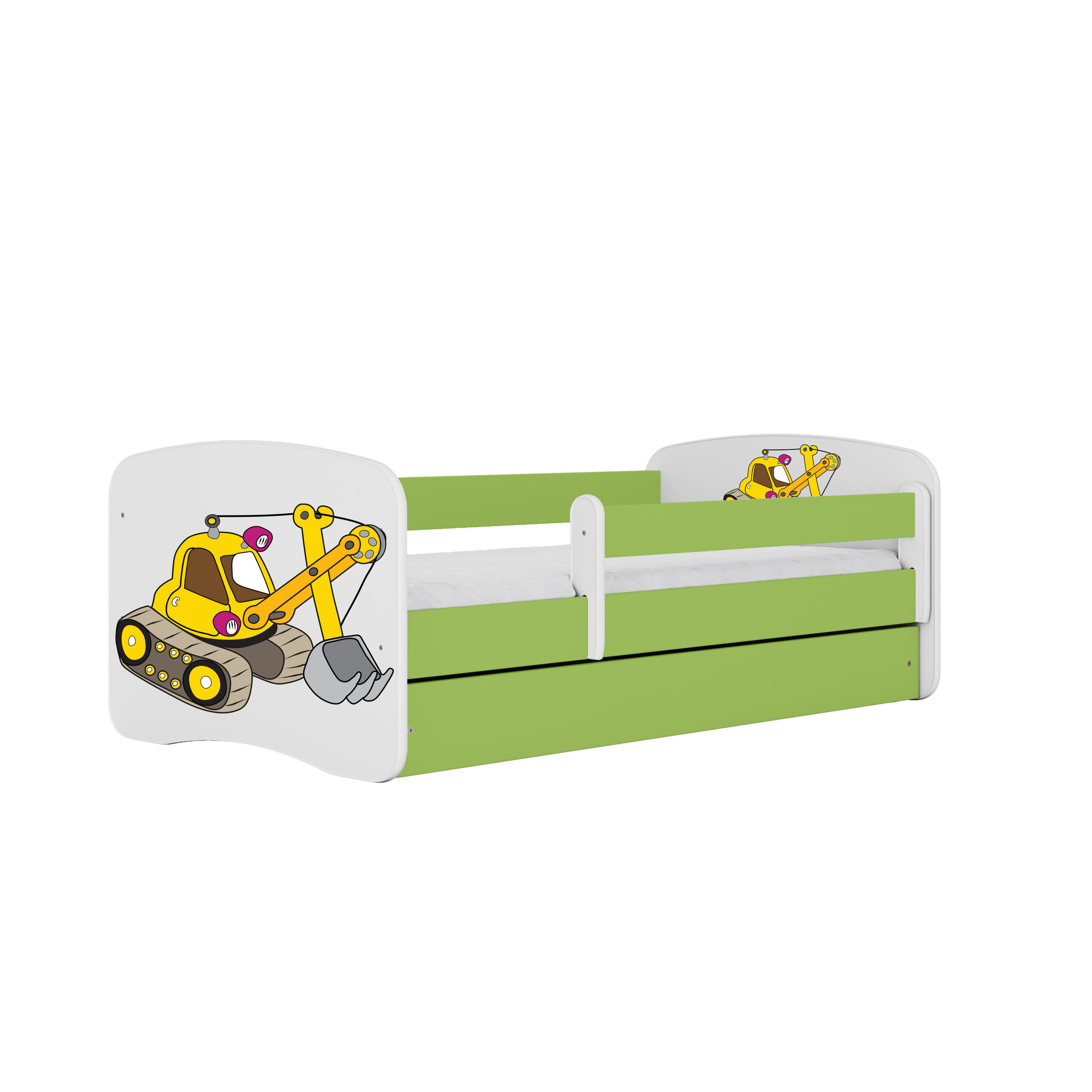 KINDERBETT Bagger mit Schublade 160/80 90/61/164 - Grün, Holzwerkstoff (80/160cm) - RAUMHIRSCH FURNITURE