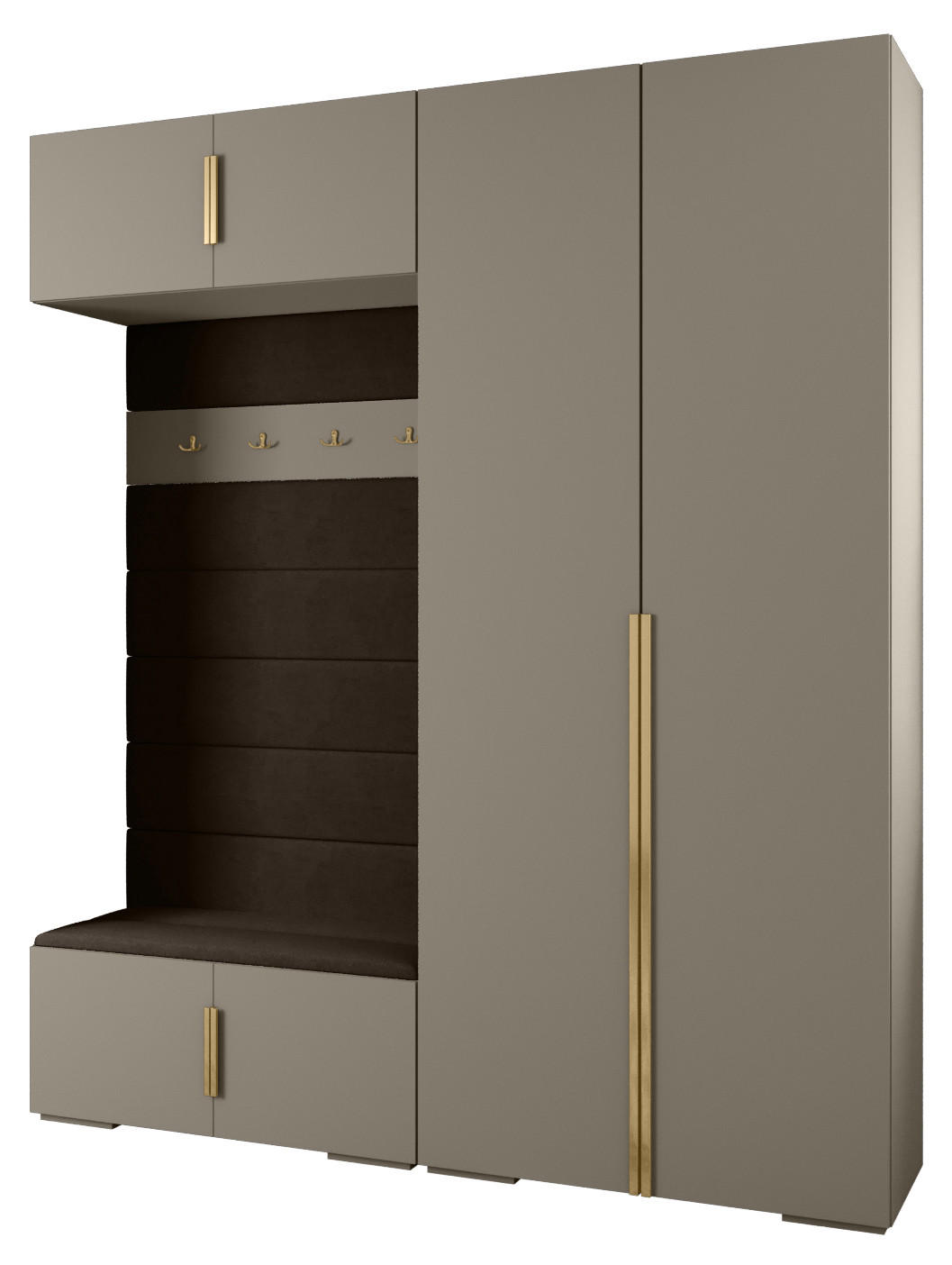 Abiks Möbel Garderoben-Set Kaschmir, Braun, Gold 200x236.7x47 cm