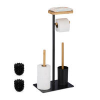 WC-GARNITUR - Schwarz, Holz/Kunststoff (30/65/20cm) - Relaxdays