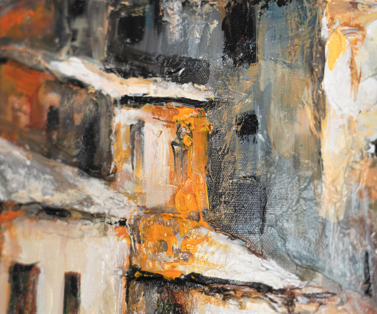 GEMÄLDE Stadt am Meer Schattenfugenrahmen Grau 120x80 cm - Grau, Holz (120/80cm) - YS-art gallery