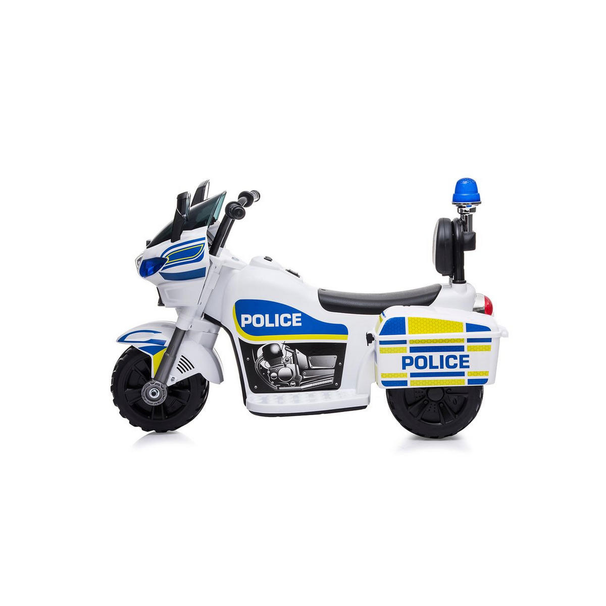 ELEKTROMOTORRAD Polizei weiß 3 Räder Scheinwerfer Musikfunktion - Weiß, Kunststoff (77/42/50cm) - Chipolino