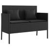 GARTENBANK mit Kissen Schwarz Poly Rattan - Schwarz, Kunststoff (113/87/61cm) - furnicato