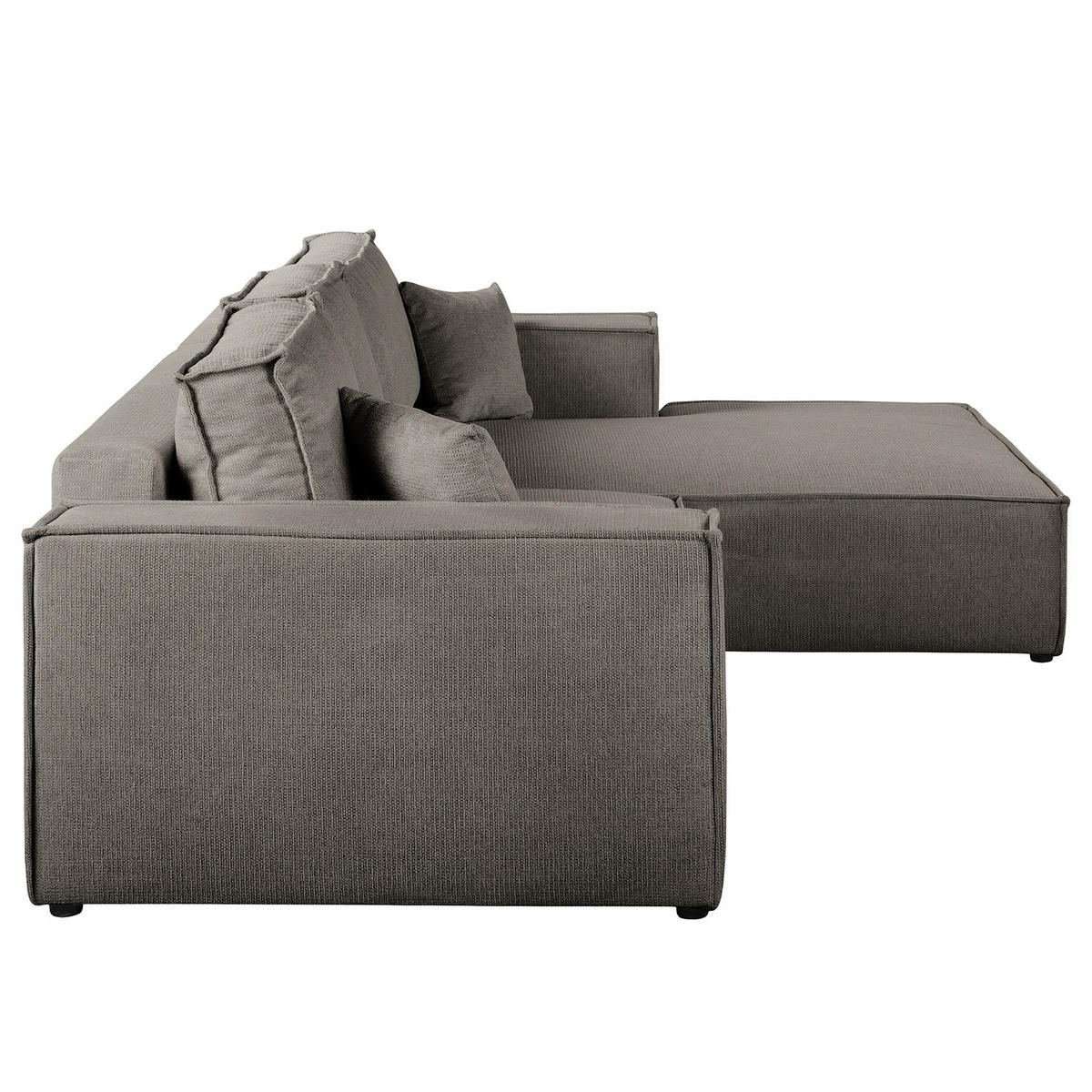 ECKSOFA mit Schlaffunktion - Longchair - Schwarz/Grau, Kunststoff/Textil (294/185cm) - home24