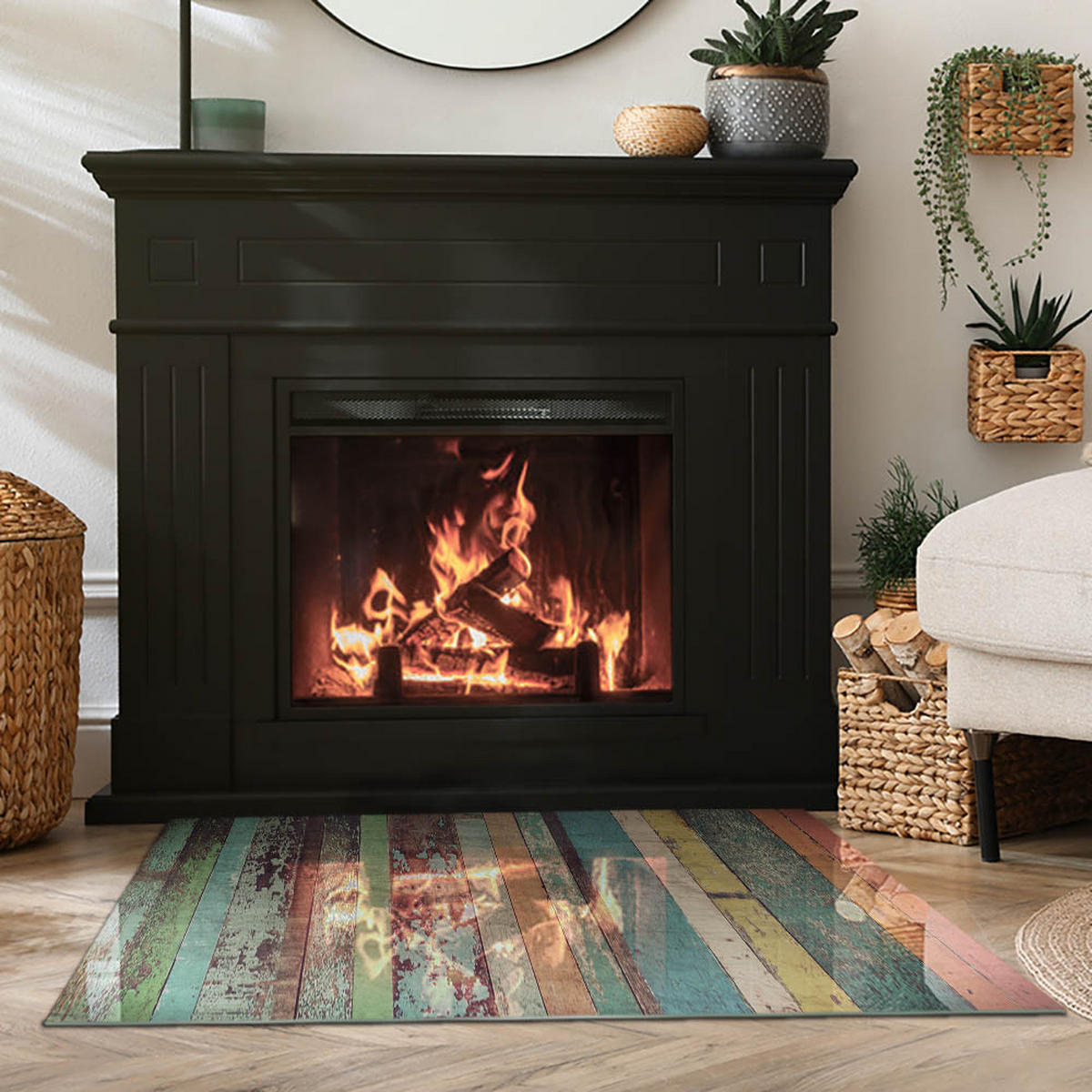 GLASPLATTE für Kamin 100x70 cm - Türkis, Glas (100/70/0.4cm) - TULUP