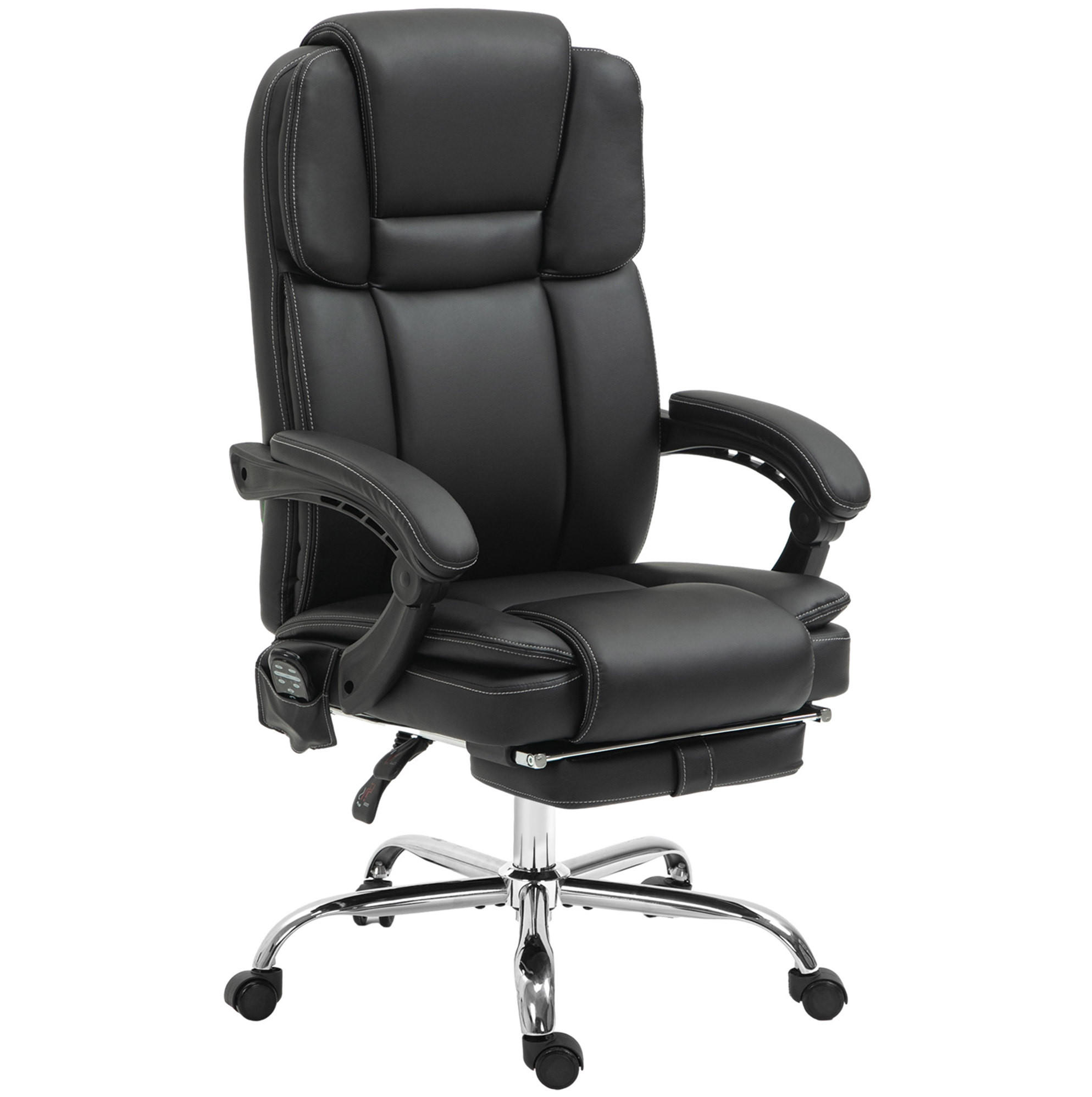 BÜROSTUHL mit Massage und Fußstütze höhenverstellbar Schwarz - Schwarz, Kunststoff (67/126/66cm) - Meubliv