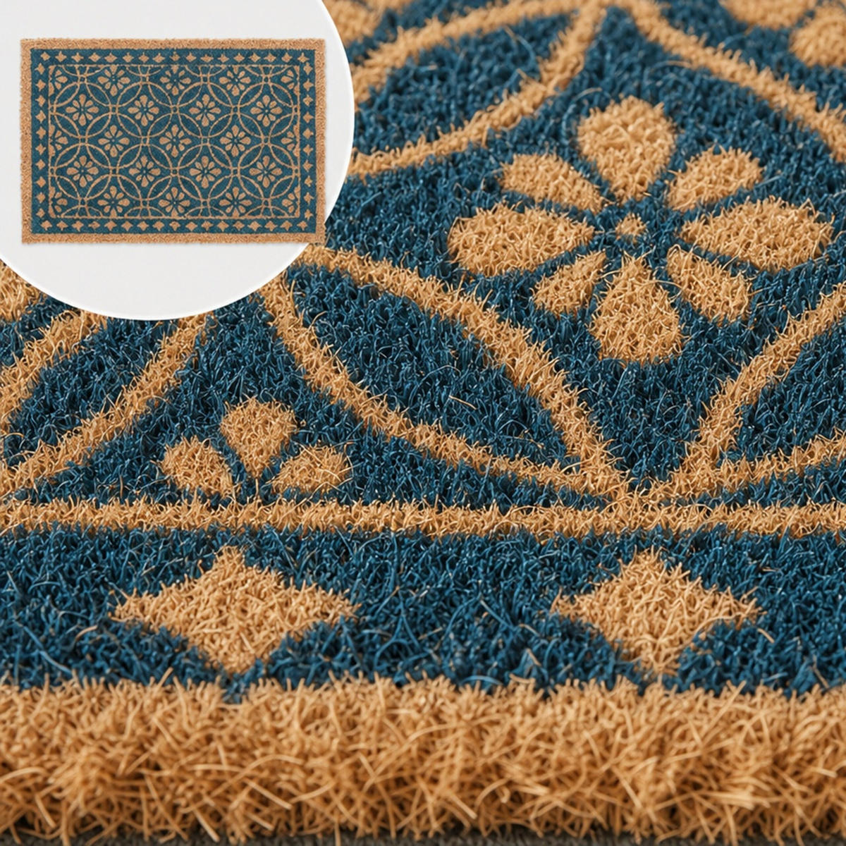 FUSSMATTE Blau Kokos 60x40 cm - Multicolor, Kunststoff/Textil (60/40cm) - Relaxdays
