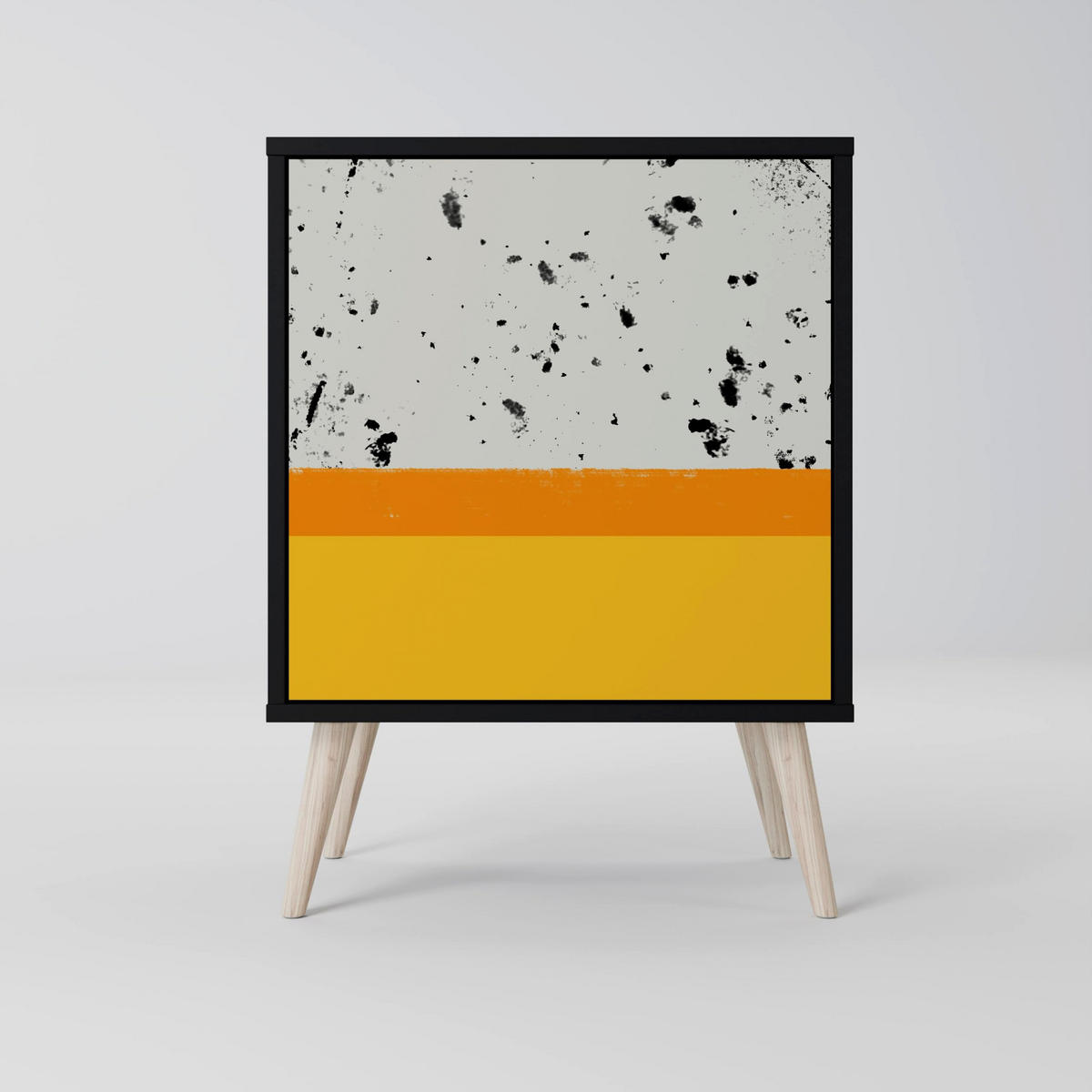 SIDEBOARD DYED BY ORANGE, Schwarz, 57,5x42x75,5 cm, Goldfarbene Metallfüße - Goldfarben/Multicolor, Holzwerkstoff/Metall (57.5/75.5/42cm) - SpaceRebels