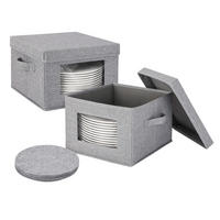 TELLERBOX Grau 2er-Set für Teller bis 28 cm - Grau, Wellpappe/Kunststoff (30.5/20.5/30.5cm) - Relaxdays