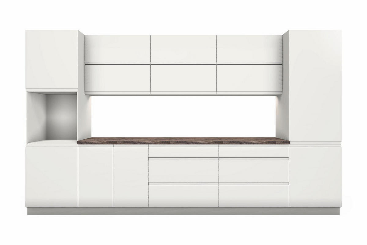 KÜCHENZEILE – 360 cm – K47-G360 – Velmora – Weiß – ohne E-Geräte - Weiß, Holz (360/212/58cm) - ROYAL24_MARKT