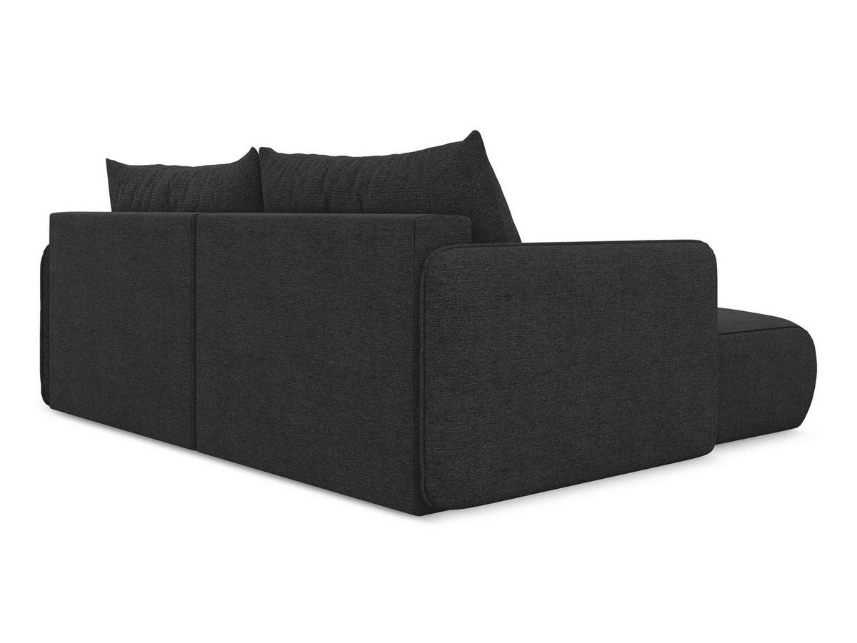 ECKSOFA mit Schlaffunktion Chenille Stoff Schwarz - Anthrazit/Schwarz, Kunststoff/Textil (148/207cm) - Makamii