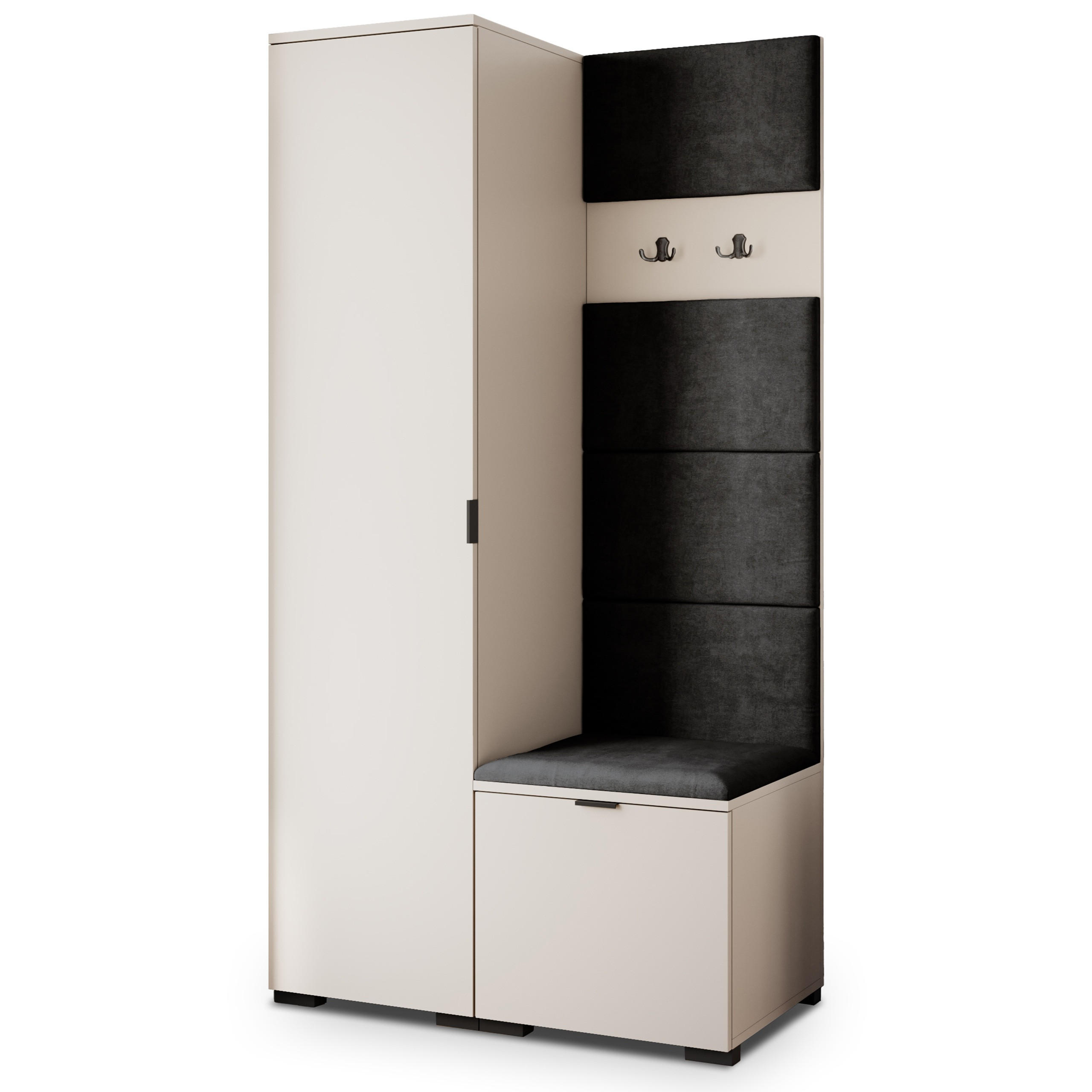 Masseno Garderobenschrank Kaschmir, Schwarz 95x181x51 cm