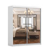 SCHWEBETÜRENSCHRANK Multi 20 Weiß/Weiß mit Spiegel 183 cm - Alufarben/Weiß, Glas/Holzwerkstoff (183/218/61cm) - imoebel24