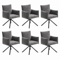 ESSZIMMERSTUHL 360° drehbar Samt Grau 6er-Set - Grau, Metall (60/88/60.2cm) - Meubliv