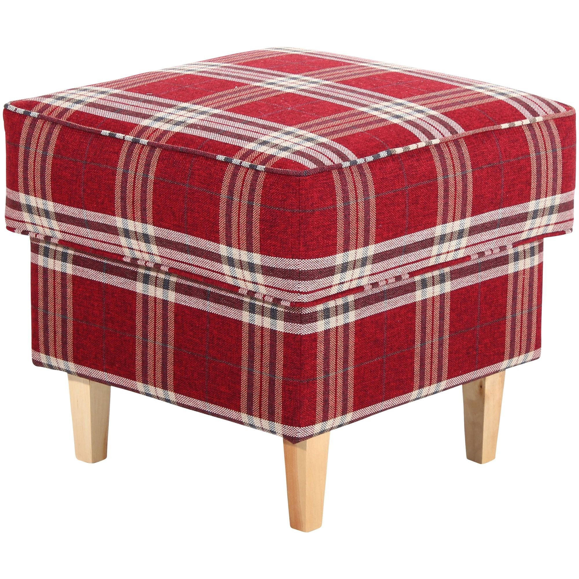 HOCKER Karlen Bezug Flachgewebe Buche natur / rot - Weinrot/Buchefarben, Kunststoff (53/45/53cm) - 58aufmkessel
