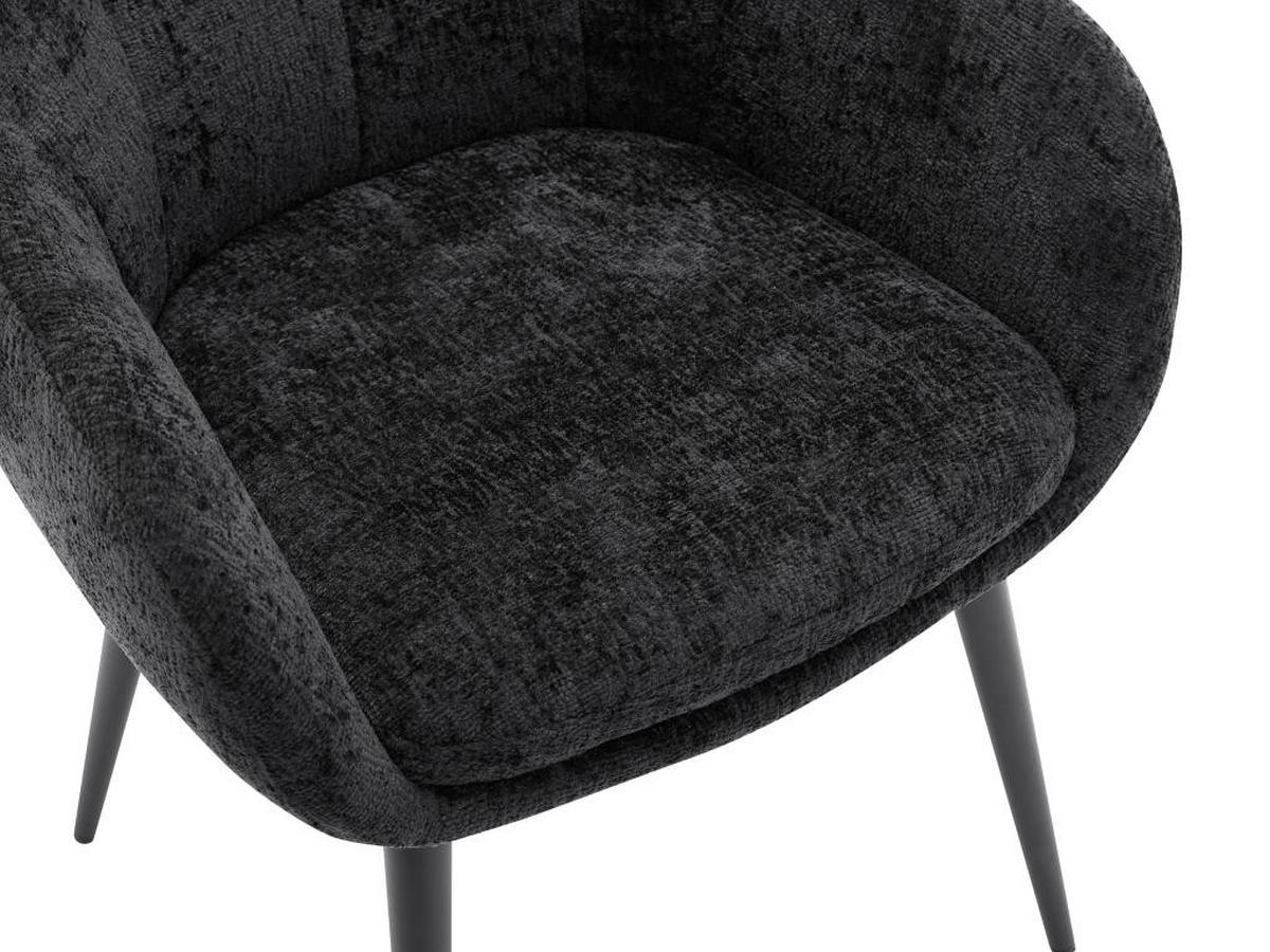 STUHL mit Armlehnen 6er-Set - Strukturstoff & Metall - Schwarz - LASSANDRA - Schwarz, Textil (59/81/59cm) - Pascal Morabito