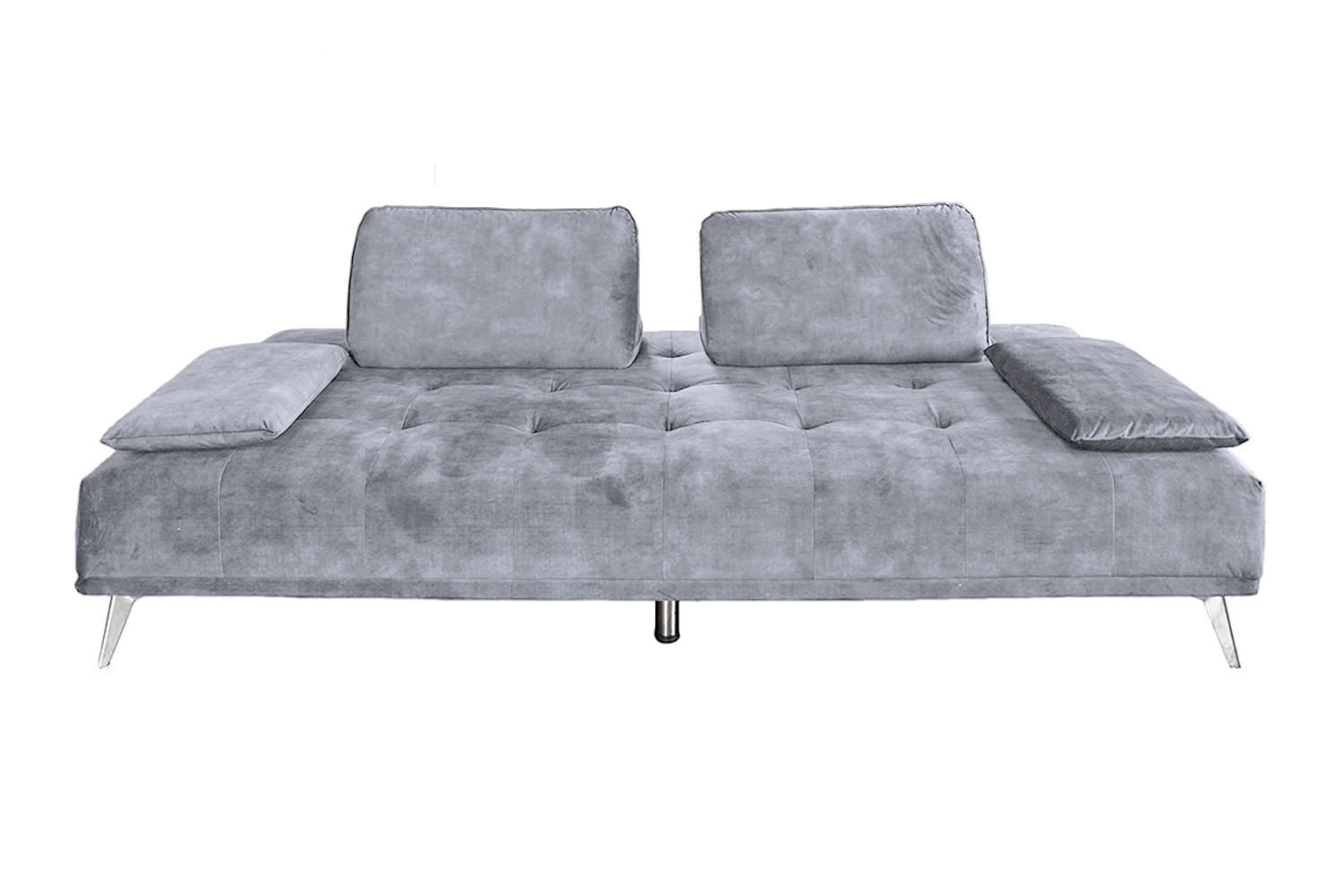 SOFA WIOLO Grau Velvet - Silberfarben/Grau, Textil/Metall (240/80/110cm) - KAWOLA