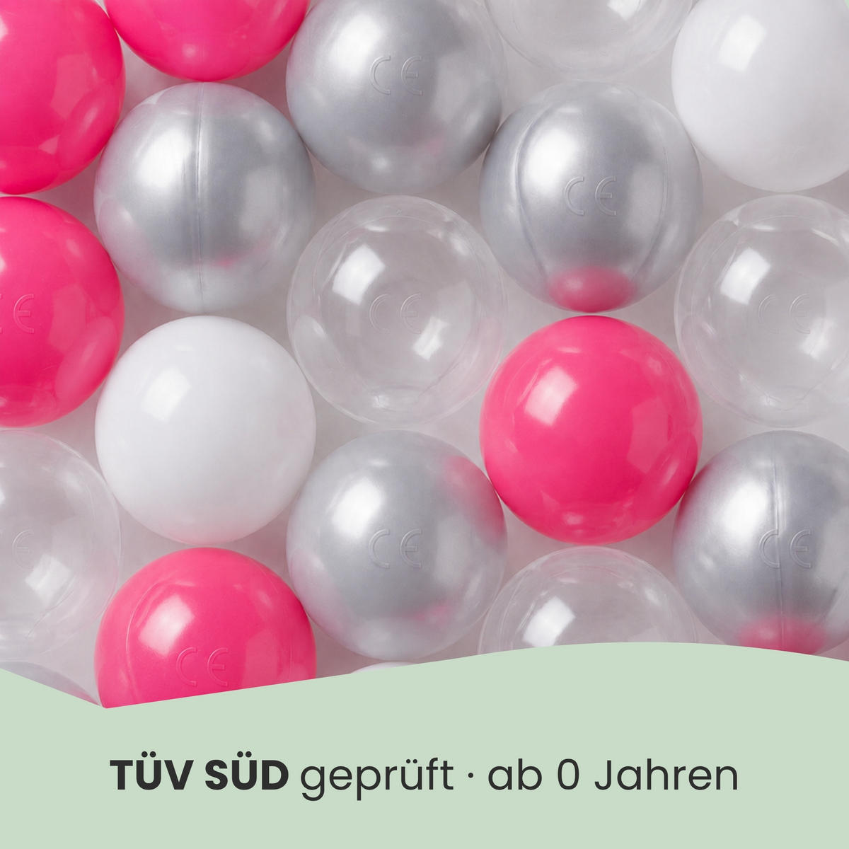 BÄLLEBAD-BÄLLE 200 Stück, Pink/Grau/Weiß/Transparent, 5.5 cm - Pink, Kunststoff (5.5/5.5/5.5cm) - Littletom