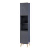 HOCHSCHRANK Overath - Naturfarben/Grau, Eichenholz/Holzwerkstoff (30/160/30cm) - [en.casa]