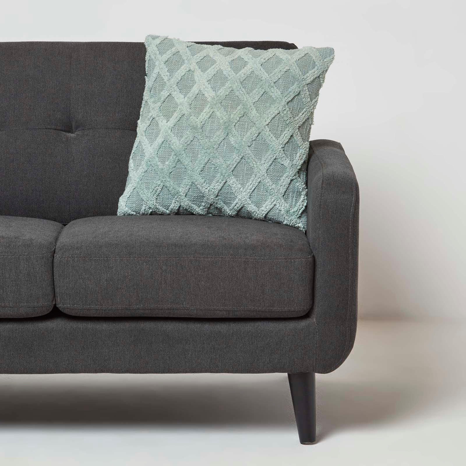 DEKOKISSEN Tufted 45/45 cm grün mit Rautenmuster - Salbeigrün, Textil (45/45cm) - Homescapes