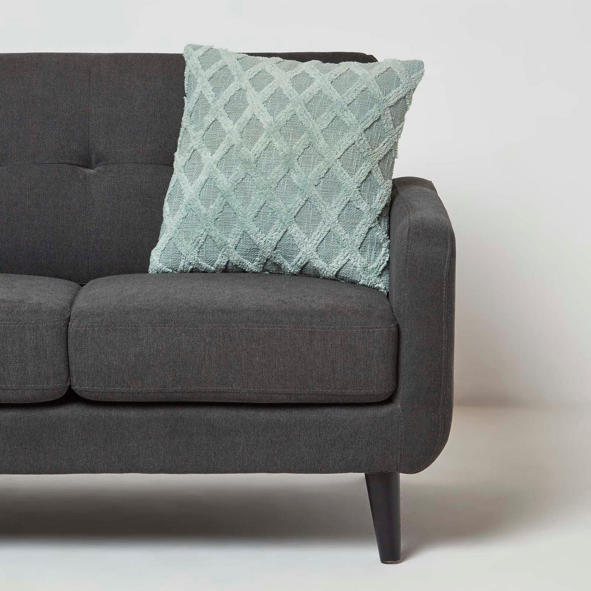 DEKOKISSEN Tufted 45/45 cm grün mit Rautenmuster - Salbeigrün, Textil (45/45cm) - Homescapes