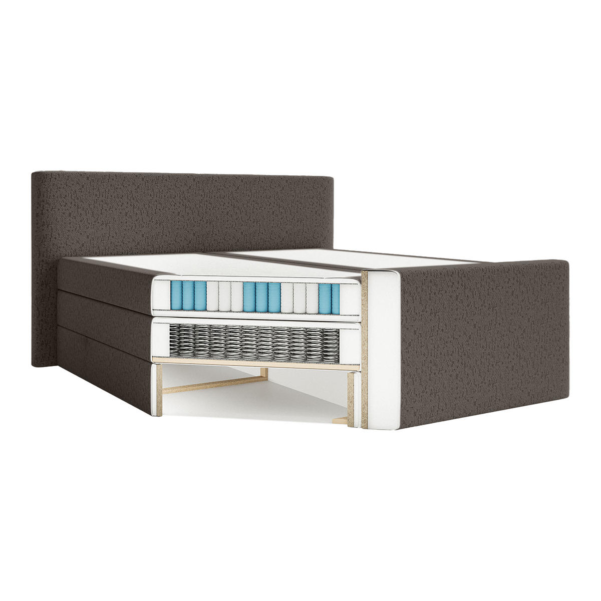 BOXSPRINGBETT Velipoja Premium 140x200 cm, Braun - Braun, Textil (140/200cm) - Fedve