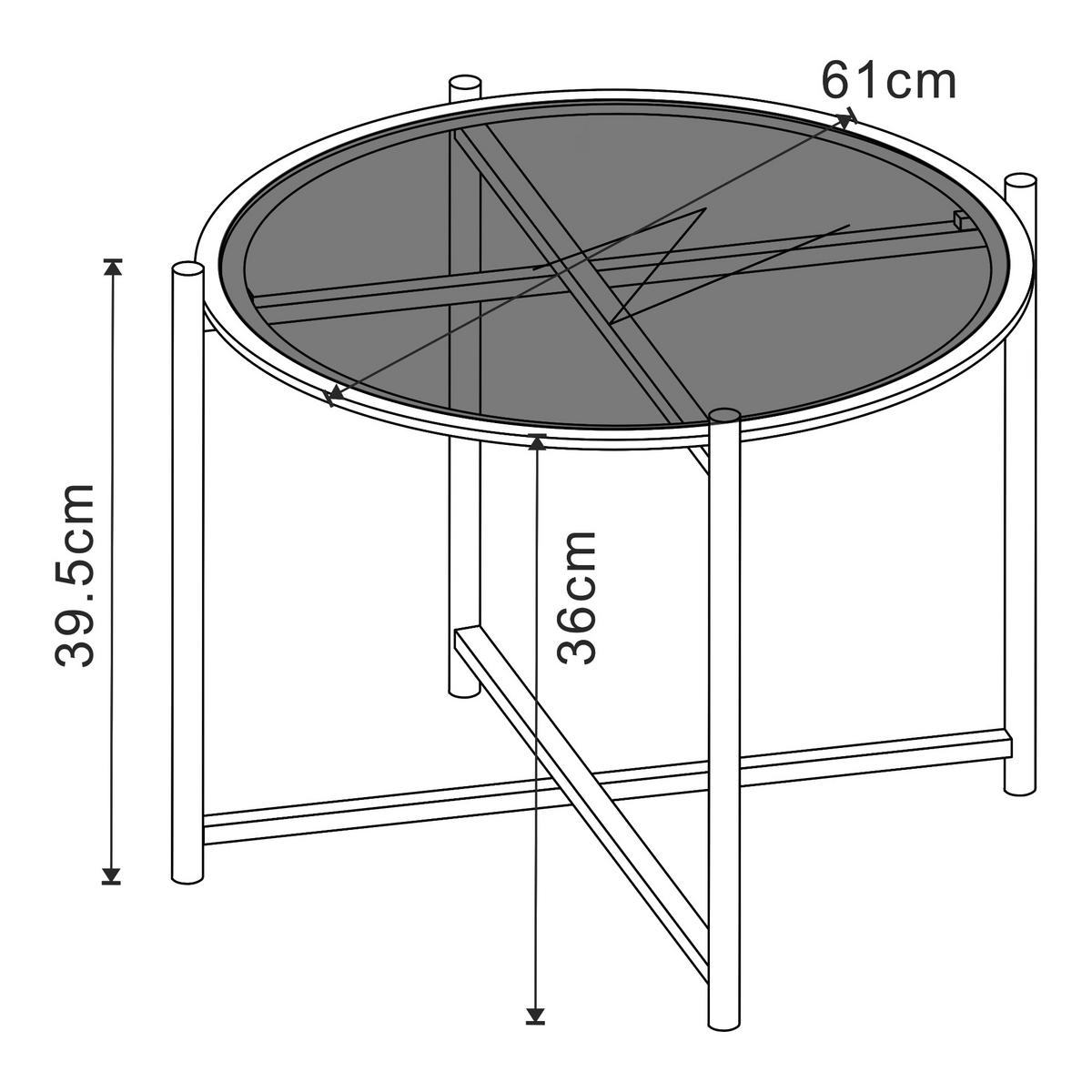 COUCHTISCH Lier 39.5/61 cm - Schwarz, Metall (61/61/39.5cm) - [en.casa]