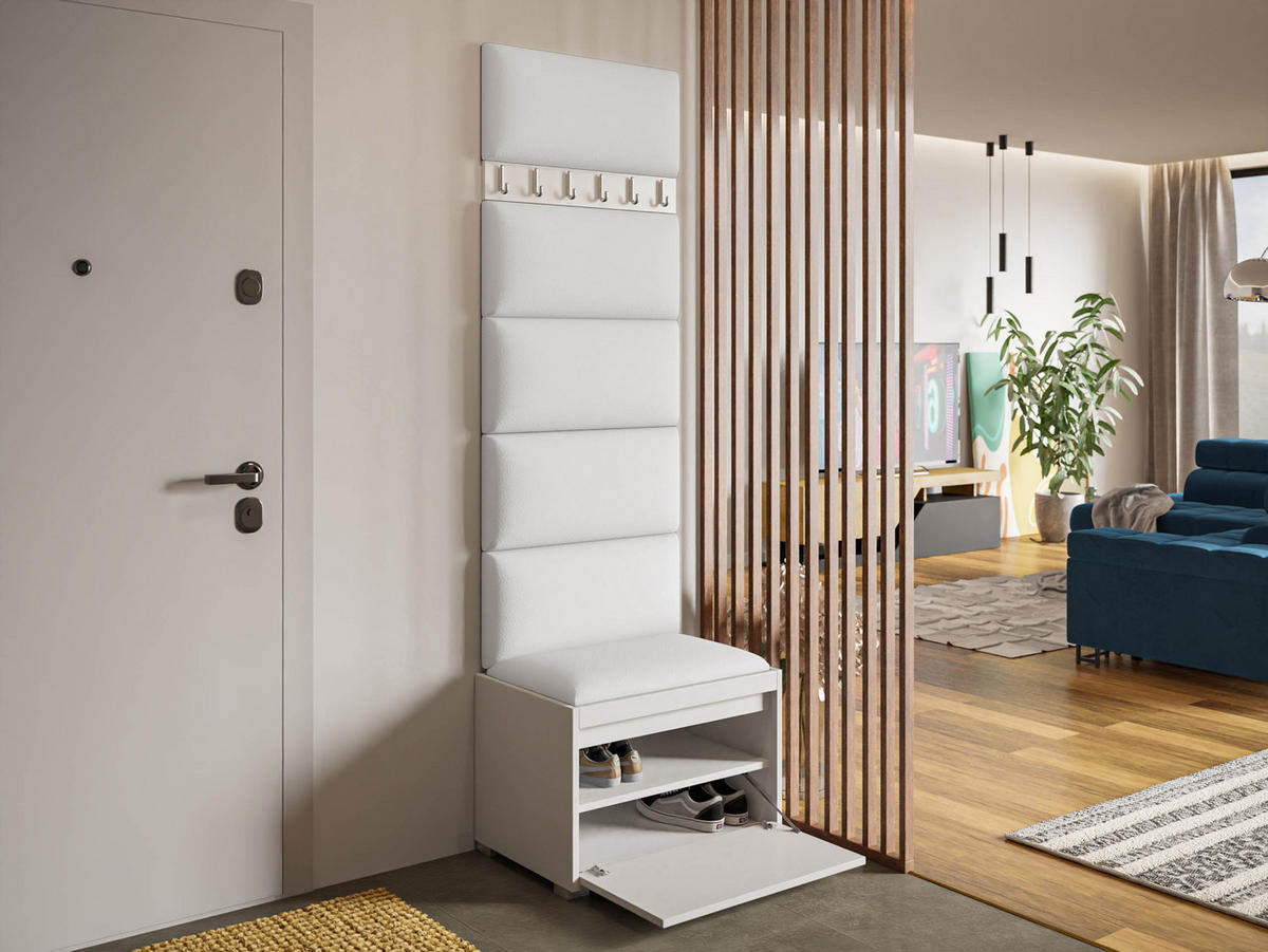 GARDEROBEN-SET Grawis 60 IV - Weiß Hochglanz/Silberfarben, Holzwerkstoff/Kunststoff (64.5/45/34cm) - MIRJAN24