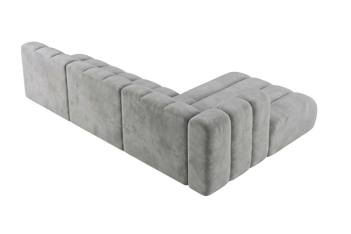 ECKSOFA Modulares In L-Form, Velvet-Stoff Riviera, Grau, Rechts, GRAND 295 cm - Grau, Holz (295/179cm) - Kaiser Möbel