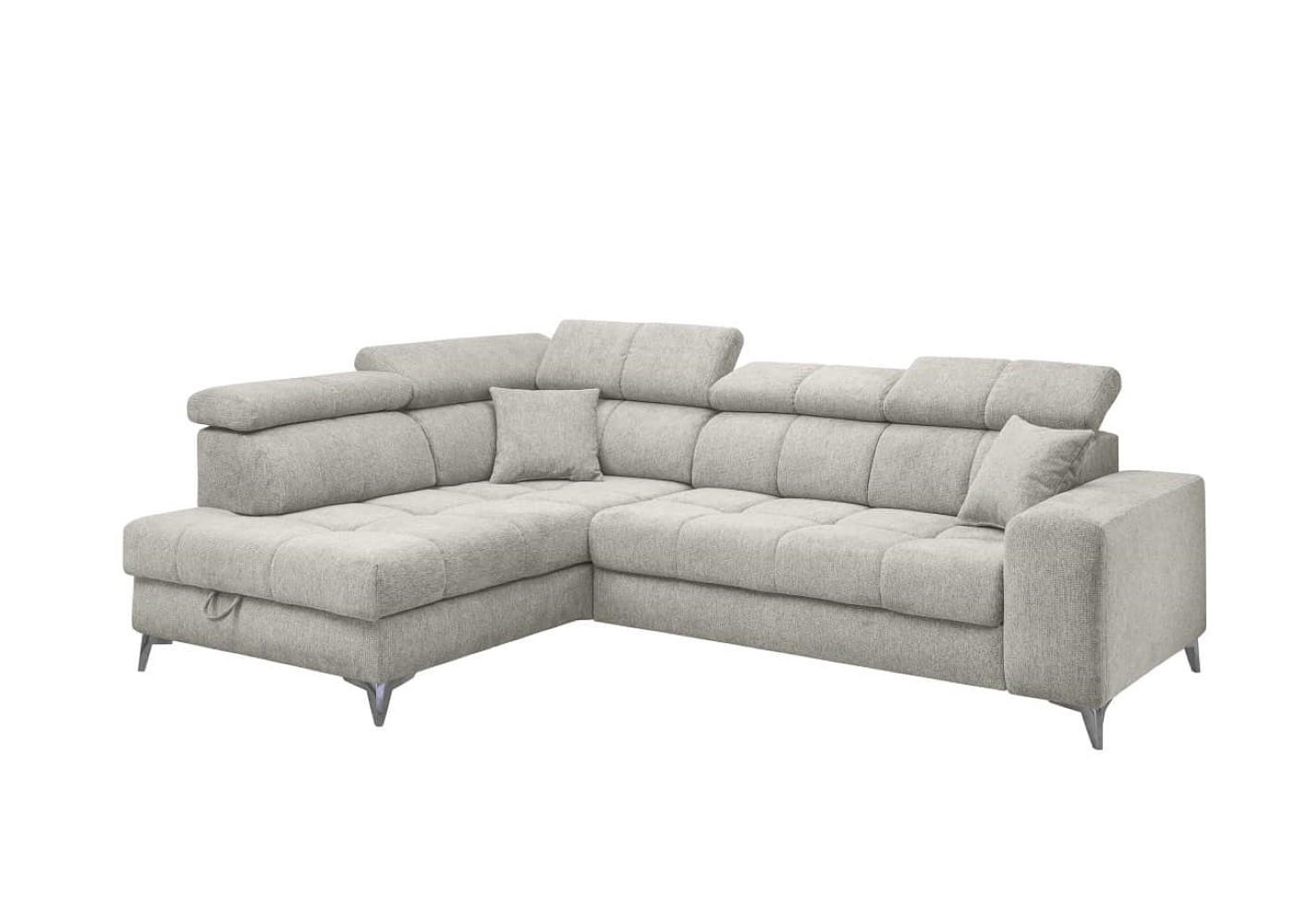 ECKSOFA mit Schlaffunktion und Bettkasten, Luxus-Mikrofaser - Beige/Schwarz, Textil/Metall (282/198cm) - ed exciting design