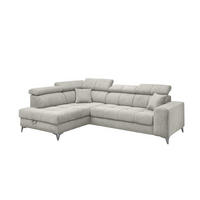 ECKSOFA mit Schlaffunktion und Bettkasten, Luxus-Mikrofaser - Beige/Schwarz, Textil/Metall (282/198cm) - ed exciting design