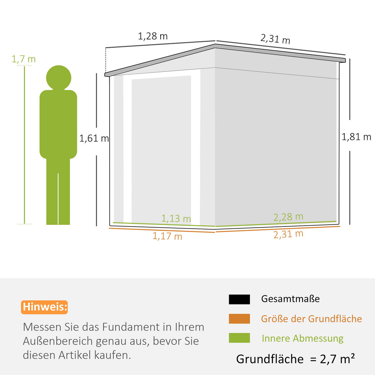 GARTENLAGERSCHUPPEN DE-08073 mit Fenster & Lüftung, abschließbar Dunkelgrau - Dunkelgrau, Metall (128/181/231cm) - ComfortXL