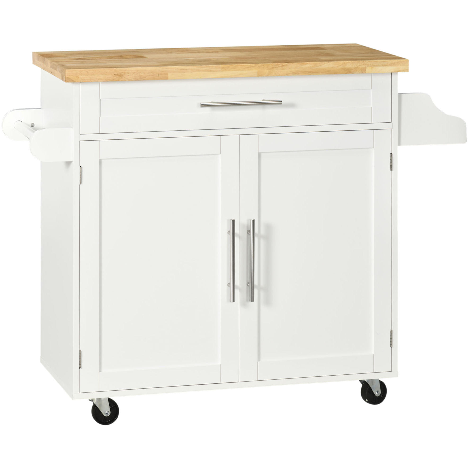 KÜCHENWAGEN 109/40/89 cm in Weiß mit Schublade, Schrank und Rollen - Weiß, Holzwerkstoff (109/89/40cm) - Flora Grace