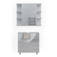 BADMÖBEL-SET Ilias Weiß Hochglanz 2 Teile - Weiß Hochglanz/Weiß, Holzwerkstoff (60/60.8/33cm) - Vicco