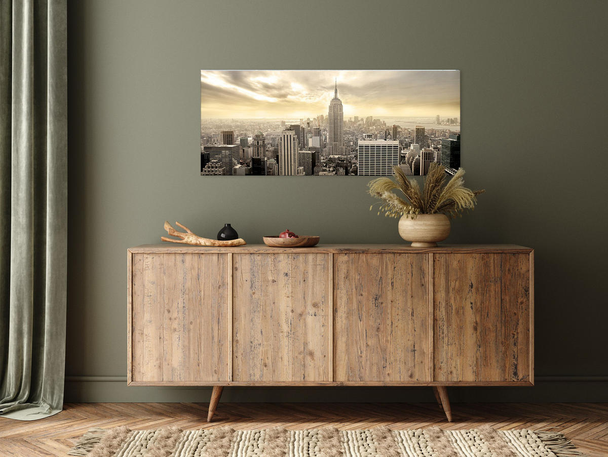 GLASBILD 125x50 cm New York Skyline - Gelb, Glas (125/50cm) - artissimo