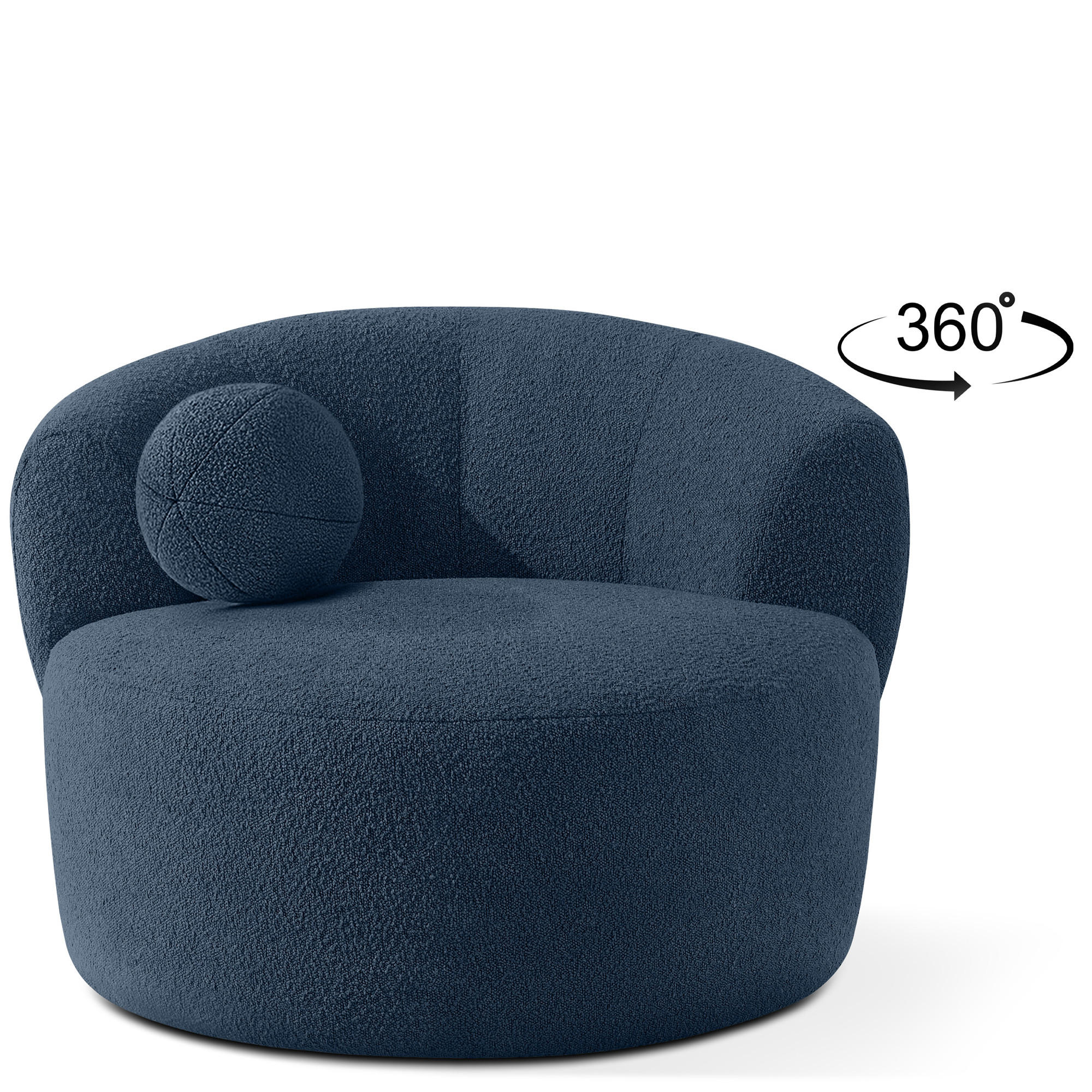 DREHSESSEL VIRA, Marineblau, Bouclé - Schwarz/Dunkelblau, Holz/Holzwerkstoff (105/76/100cm) - KONSIMO®