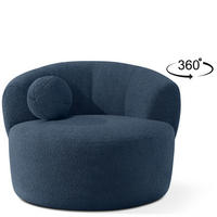 DREHSESSEL VIRA, Marineblau, Bouclé - Schwarz/Dunkelblau, Holz/Holzwerkstoff (105/76/100cm) - KONSIMO®
