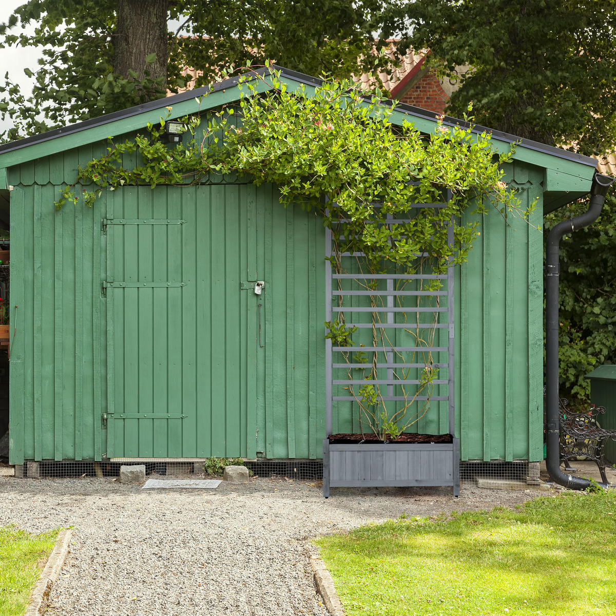 PFLANZKASTEN Spalierwand - Grau, Holz/Kunststoff (71.5/171/32cm) - Relaxdays