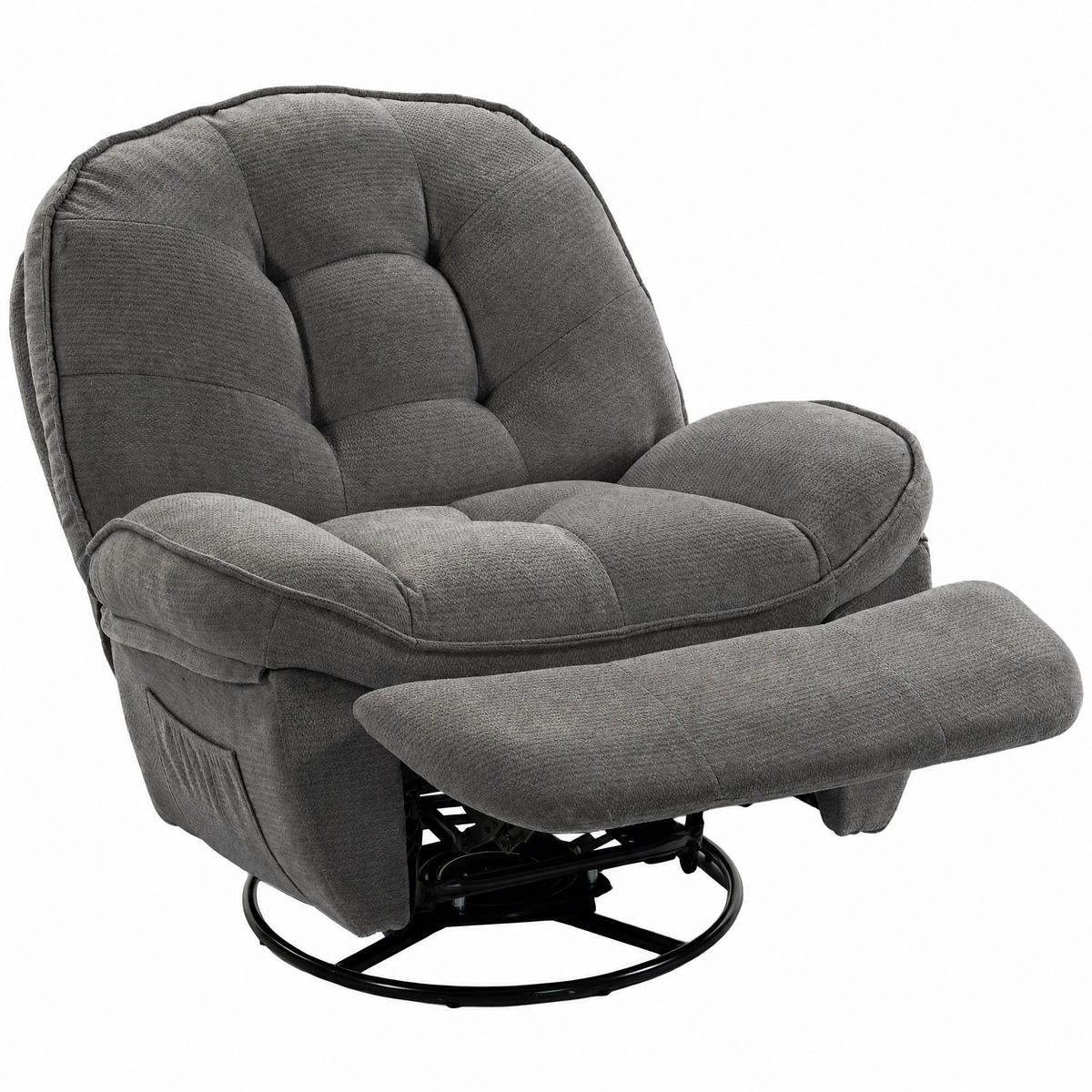 RELAXSESSEL,CHENILLE manuell 360° Dreh-Wippsessel,hellgrau - Grau, Textil (94/104/95cm) - Vallsero