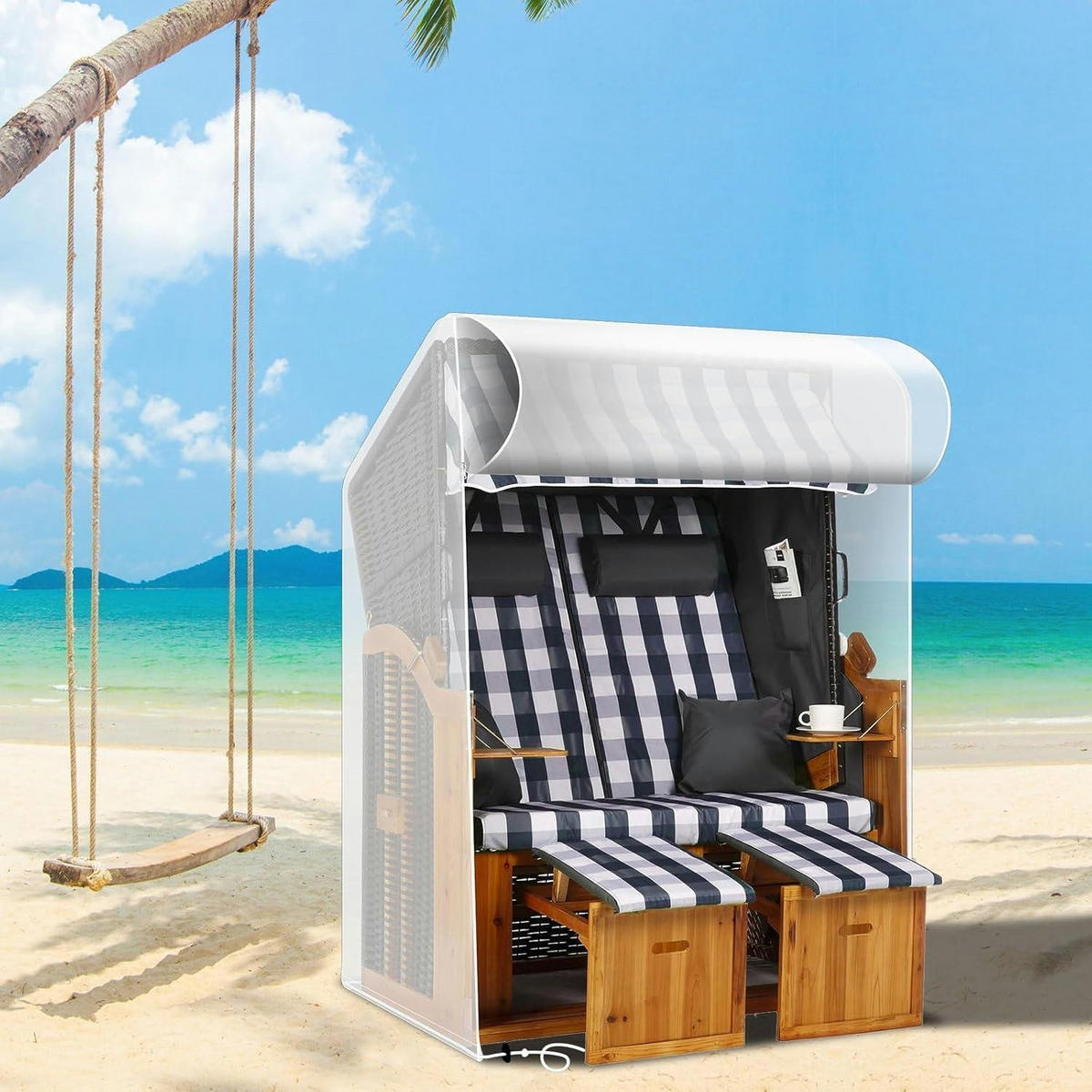 STRANDKORBHÜLLE Wasserdicht UV-beständig 135x105x175/140cm Transparent - Multicolor, Kunststoff (105/140/135cm)