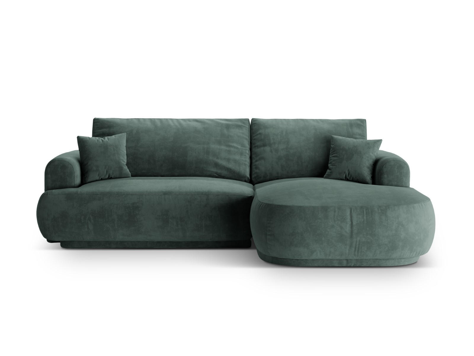 SCHLAFSOFA modular mit Bettkasten rechts Ella aus Samt petrol 5 Sitzplätze - Petrol, Textil (174/271cm) - Micadoni