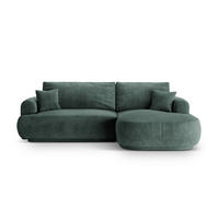 SCHLAFSOFA modular mit Bettkasten rechts Ella aus Samt petrol 5 Sitzplätze - Petrol, Textil (174/271cm) - Micadoni