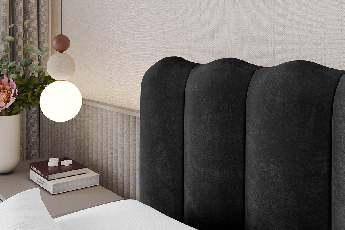 POLSTERBETT mit Bettkasten, Fußteil und Lattenrost, Boxbett ohne Matratze - SORA-Z 180x200 Schwarz - Schwarz, Holzwerkstoff/Textil (180/200cm) - ALTDECOR