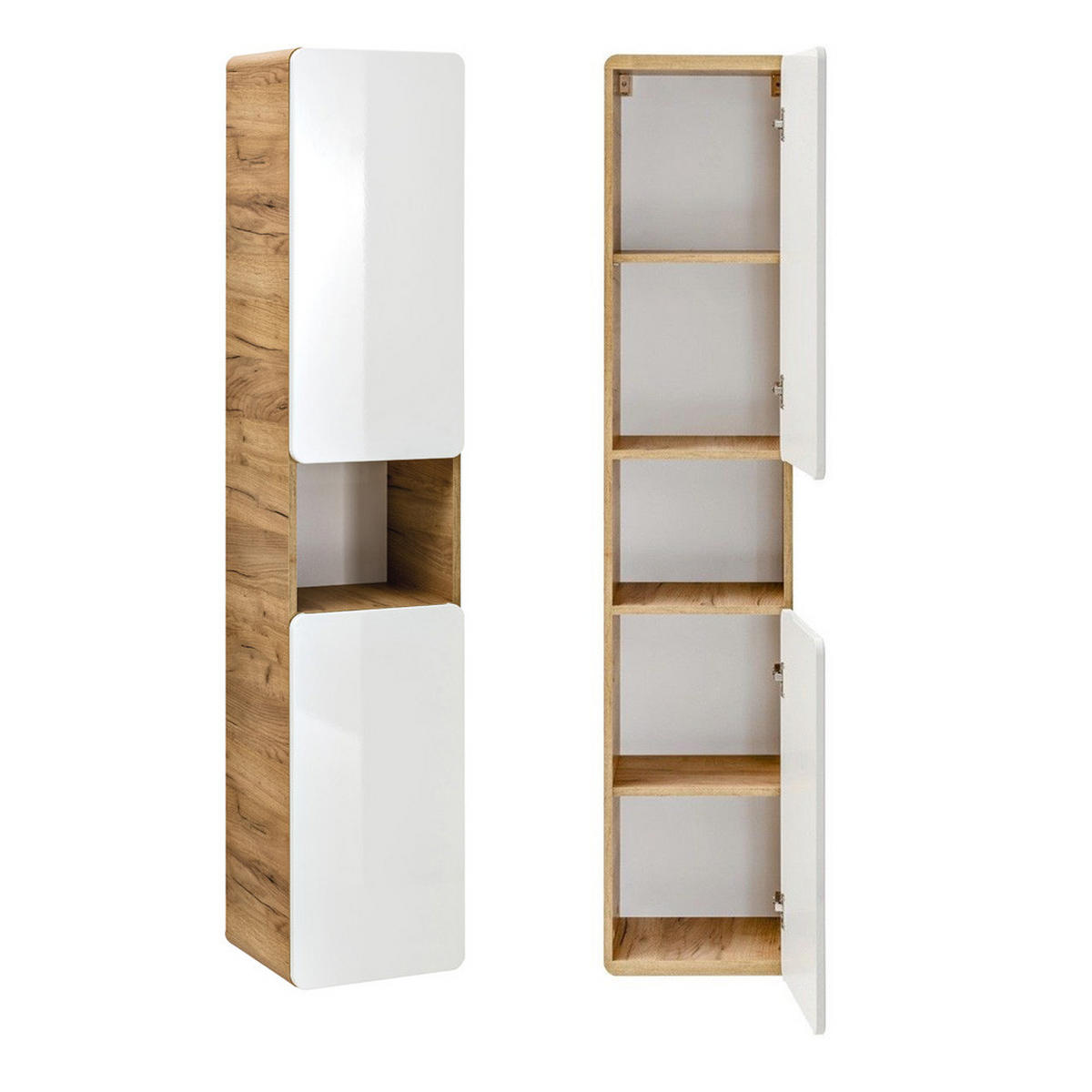 BADMÖBEL-SET 5-TLG. Luton-56 - Weiß, Holzwerkstoff (181/195/46cm) - Lomado