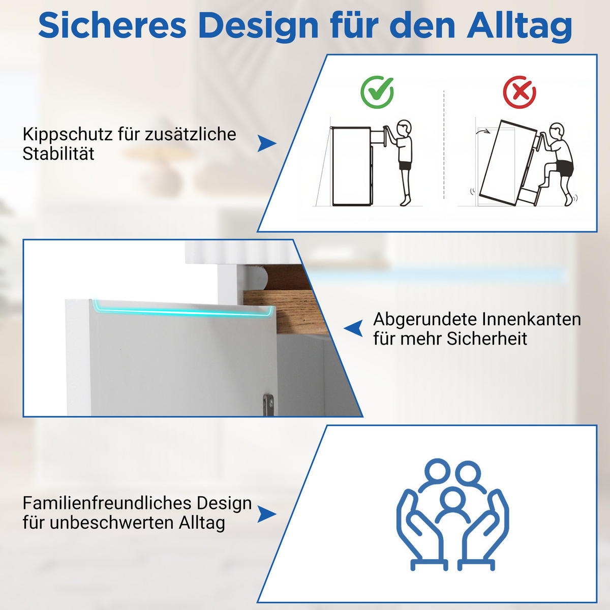 SIDEBOARD mit LED-Beleuchtung, Schubladen, Klapptüren & verstellbaren Böden Weiß Standardgröße Holzwerkstoff - Weiß, Holzwerkstoff (140/85/40cm) - EVRYAE